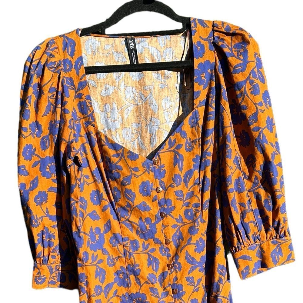 Zara puff sleeve small‎ dress with all over print